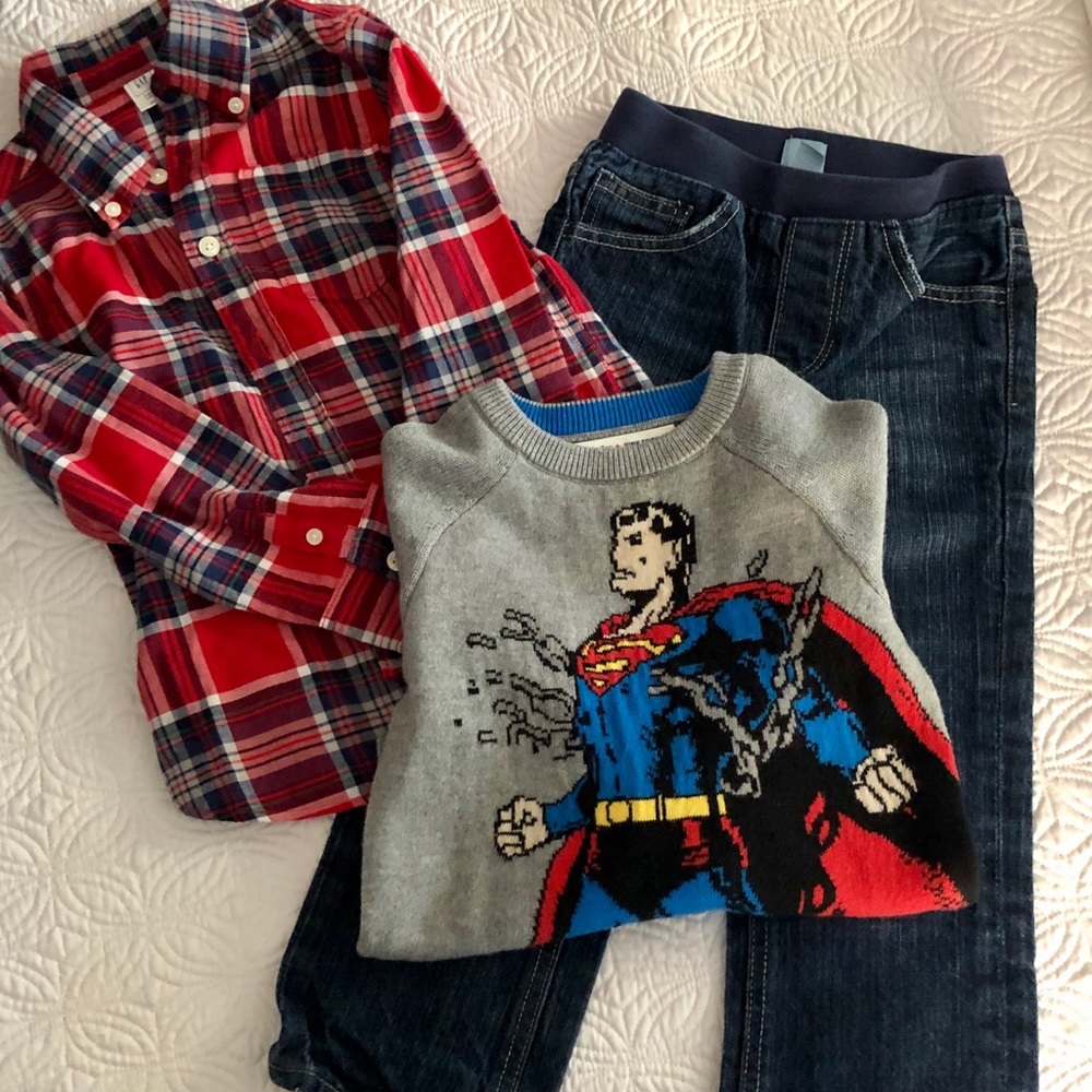 Gap Boys Bundle-SuperMan Sweater, Jeans, Shirt❤️💙
